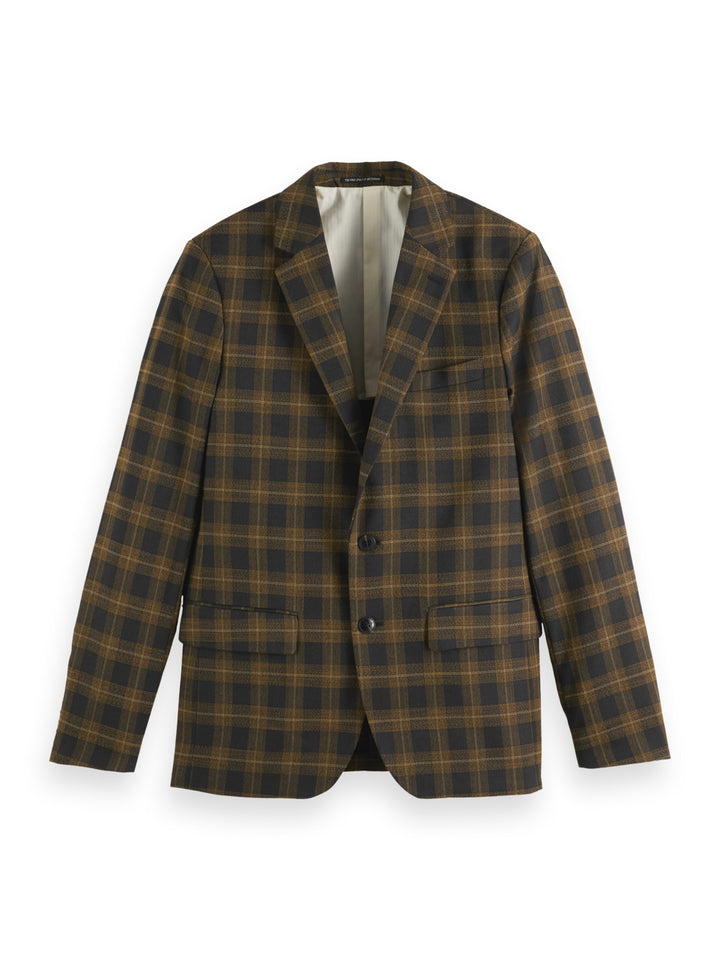 Single Breast Yarn Dyed Blazer in Golden Brown Check | Buster McGee