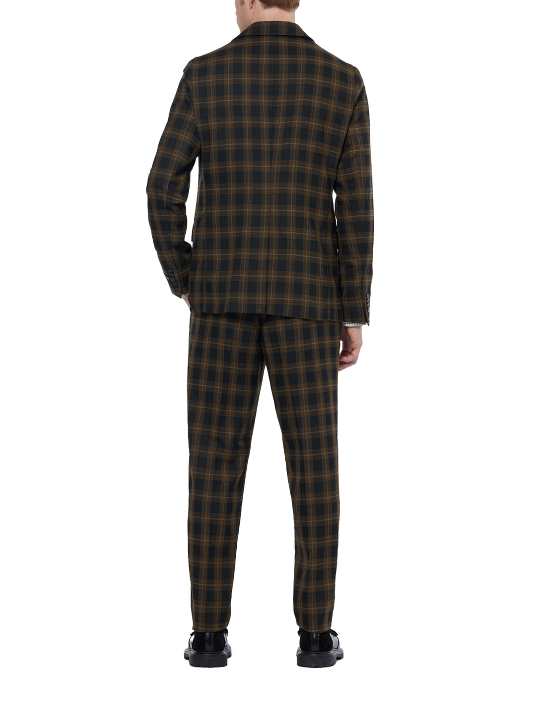 Single Breast Yarn Dyed Blazer in Golden Brown Check | Buster McGee
