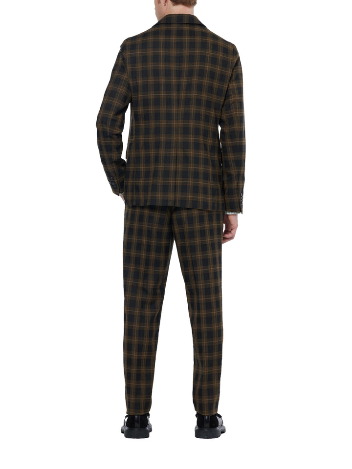 Single Breast Yarn Dyed Blazer in Golden Brown Check | Buster McGee