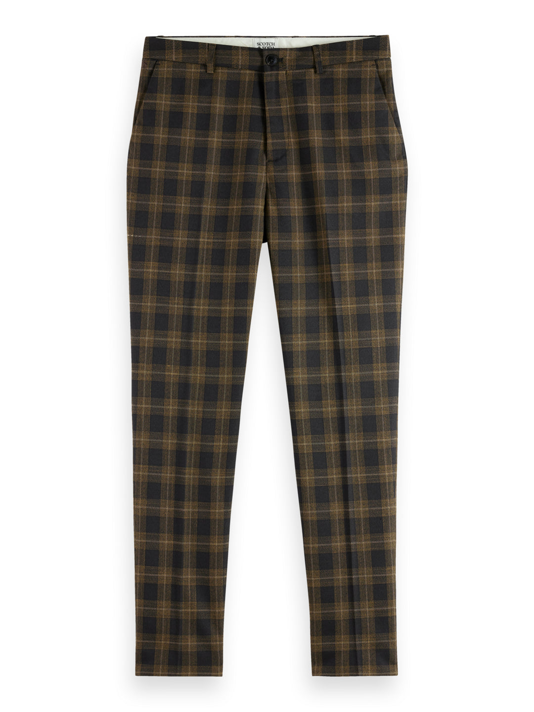 Irving Slim Tapered Chino in Golden Brown Check | Buster McGee