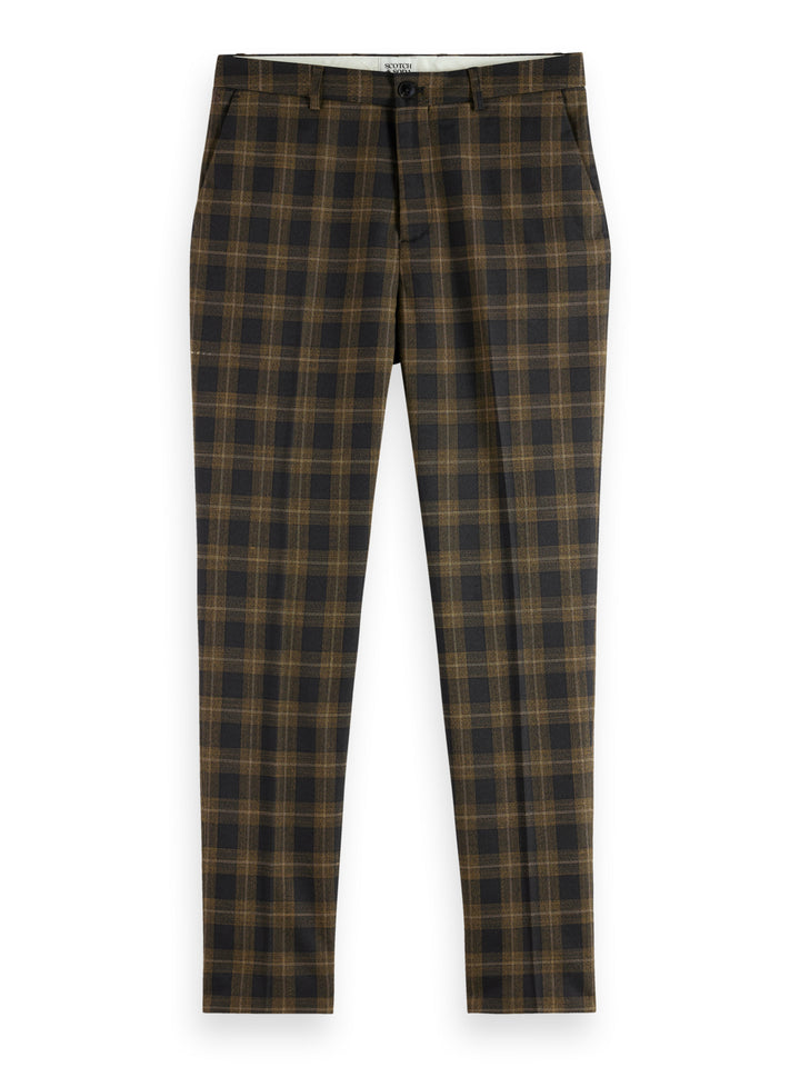 Irving Slim Tapered Chino in Golden Brown Check | Buster McGee