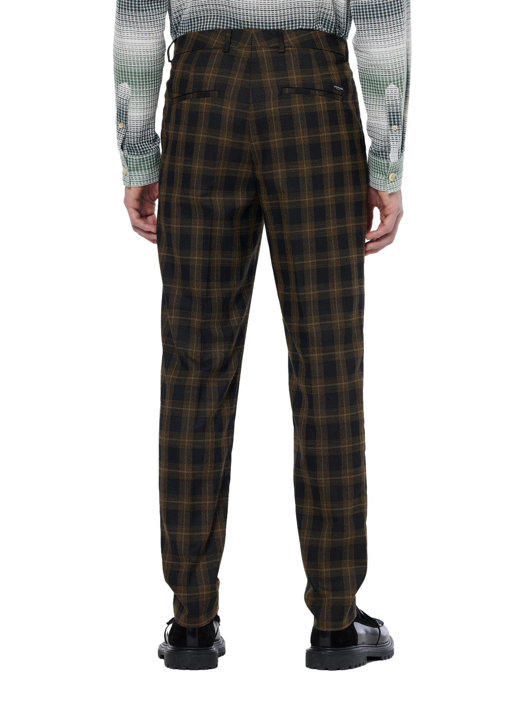Irving Slim Tapered Chino in Golden Brown Check | Buster McGee
