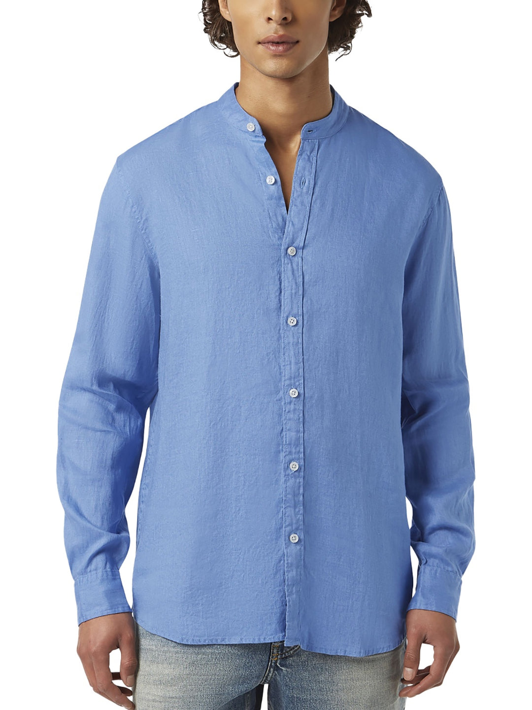 Regular Fit Linen Shirt in Lake Blue | Buster McGee