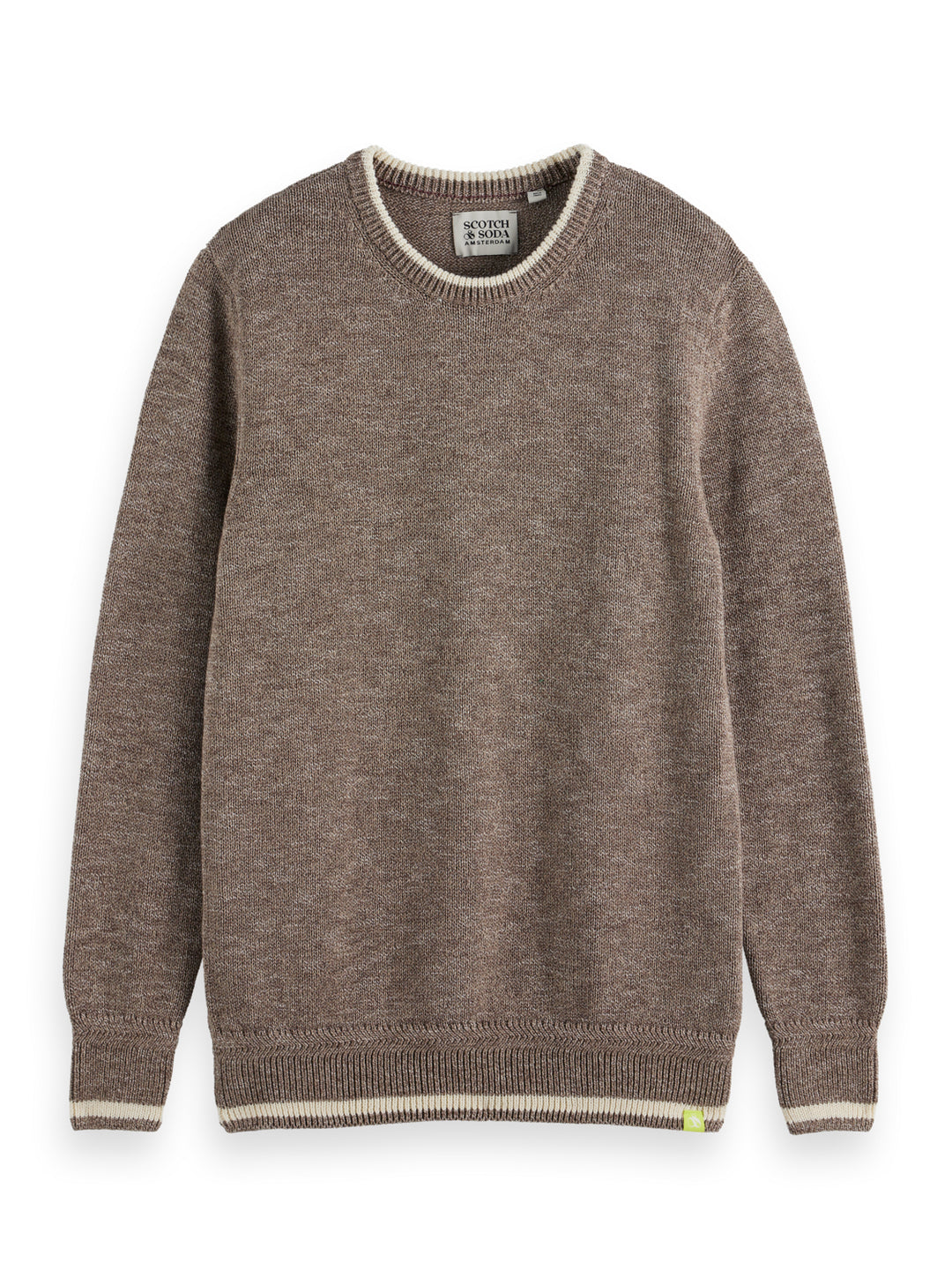 Melange Regular Fit Crewneck Pullover in Golden Brown | Buster McGee