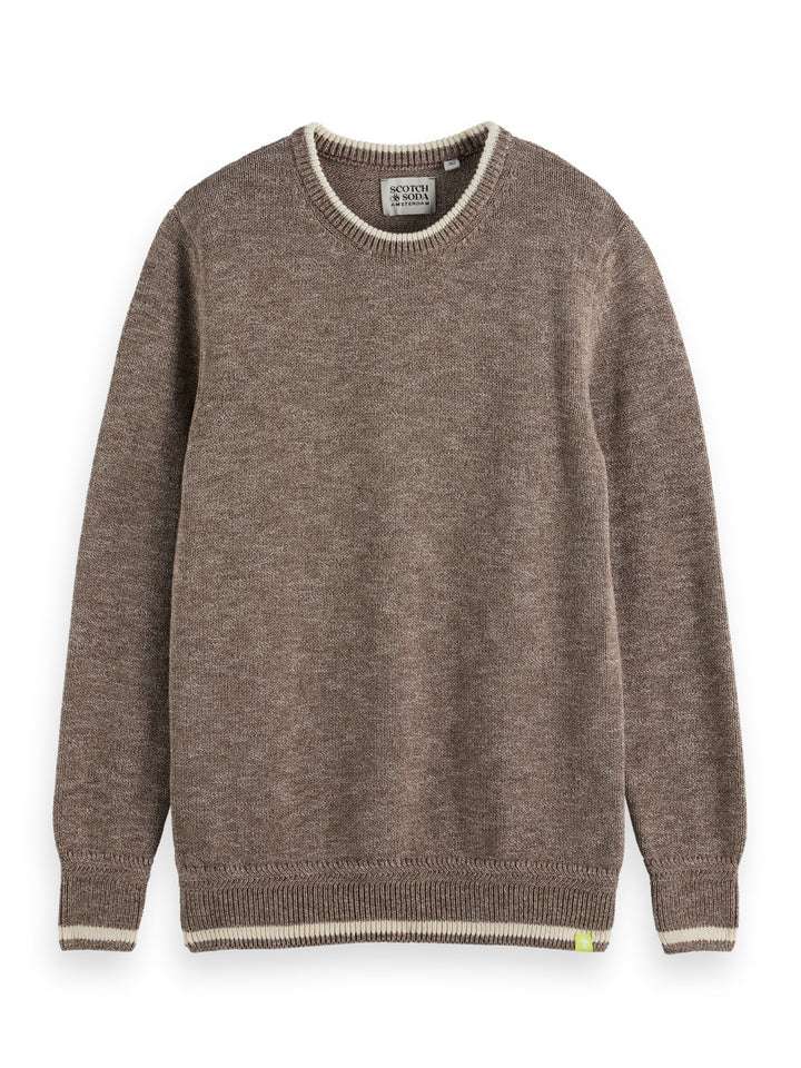 Melange Regular Fit Crewneck Pullover in Golden Brown | Buster McGee