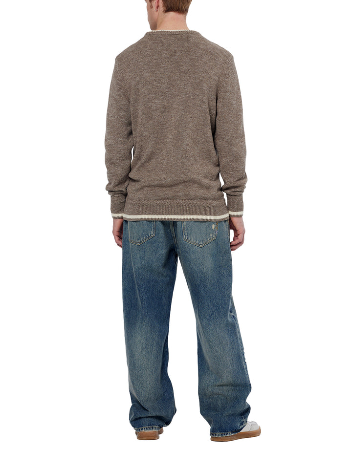 Melange Regular Fit Crewneck Pullover in Golden Brown | Buster McGee