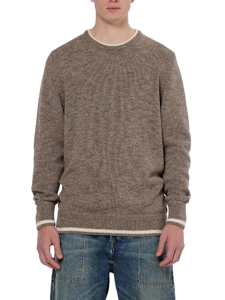 Melange Regular Fit Crewneck Pullover in Golden Brown | Buster McGee