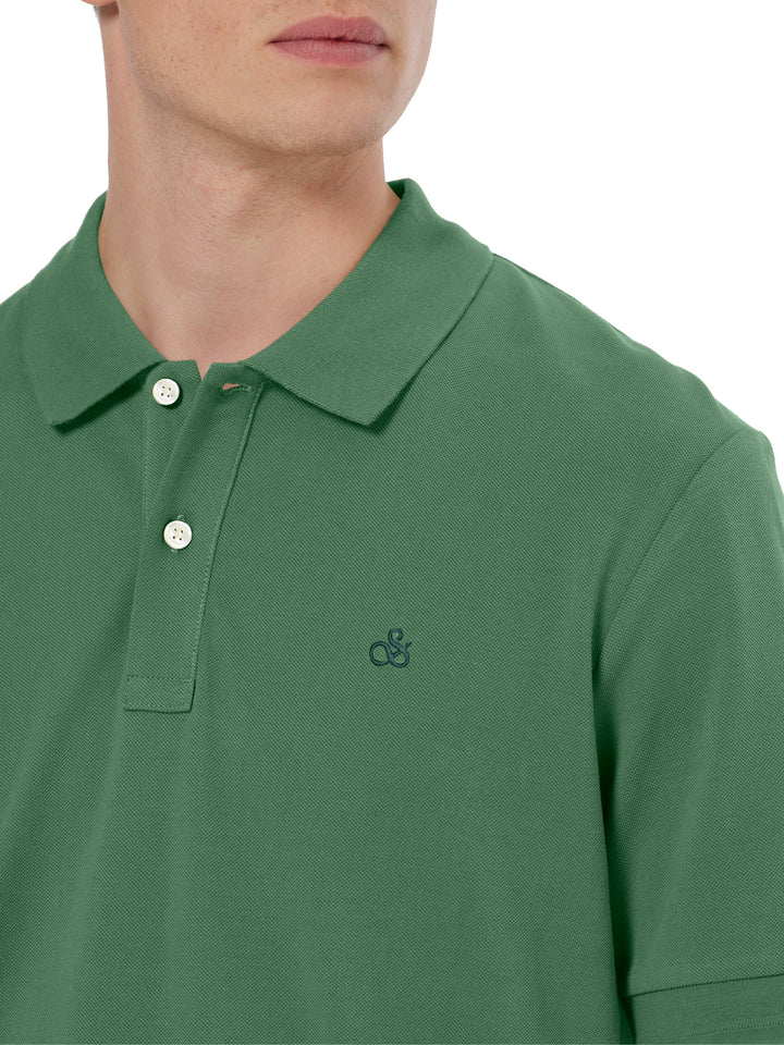 Scotch & Soda Logo Pique Polo Shirt in Sage Green | Buster McGee