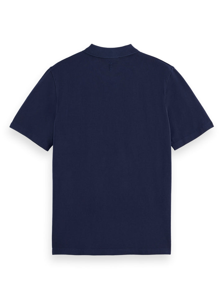 Garment Dyed Cotton Pique Polo w Chest Pocket in Navy | Buster McGee