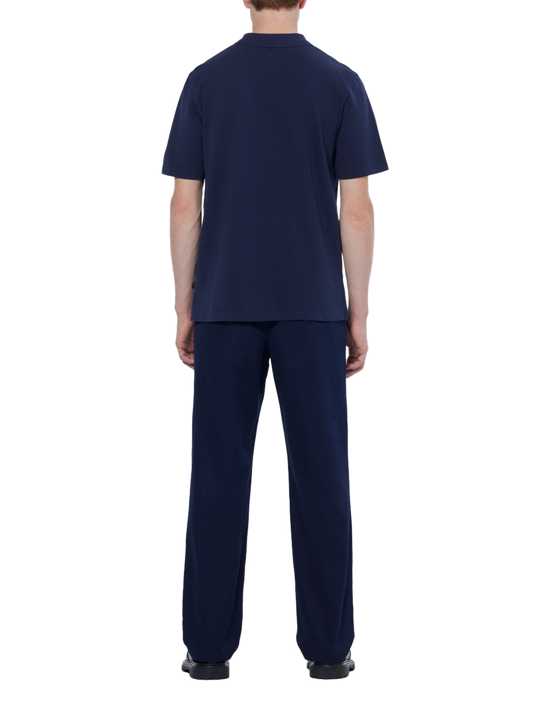 Garment Dyed Cotton Pique Polo w Chest Pocket in Navy | Buster McGee