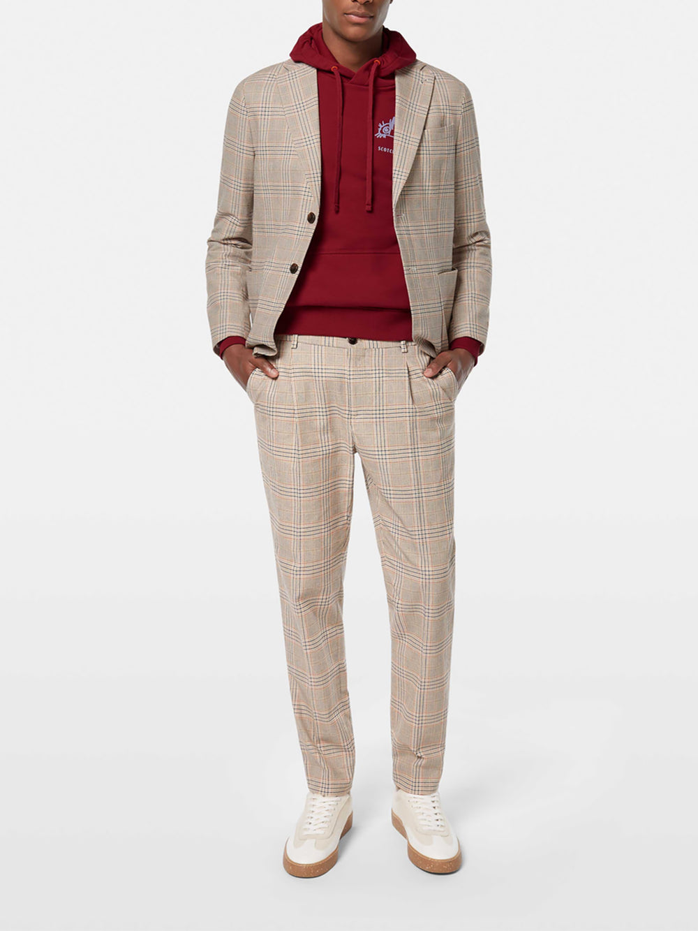 Scotch & Soda Blake Pleated Chino in Soft Camel Check | Buster McGee