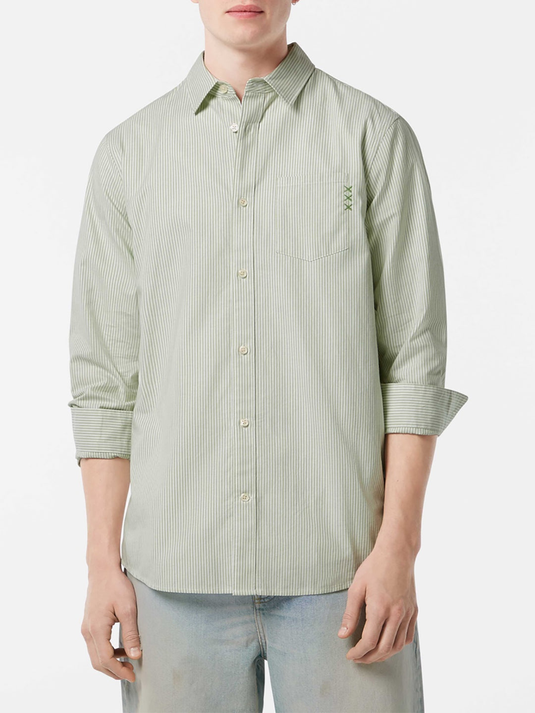 Scotch & Soda Striped Oxford Shirt in Pistachio Stripe | Buster McGee