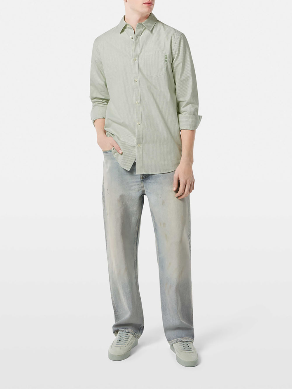 Scotch & Soda Striped Oxford Shirt in Pistachio Stripe | Buster McGee