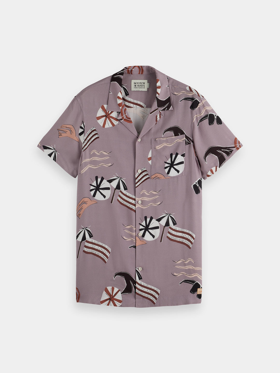 Scotch & Soda SS Shirt with AOP in Cutout Beach Brown | Buster McGee