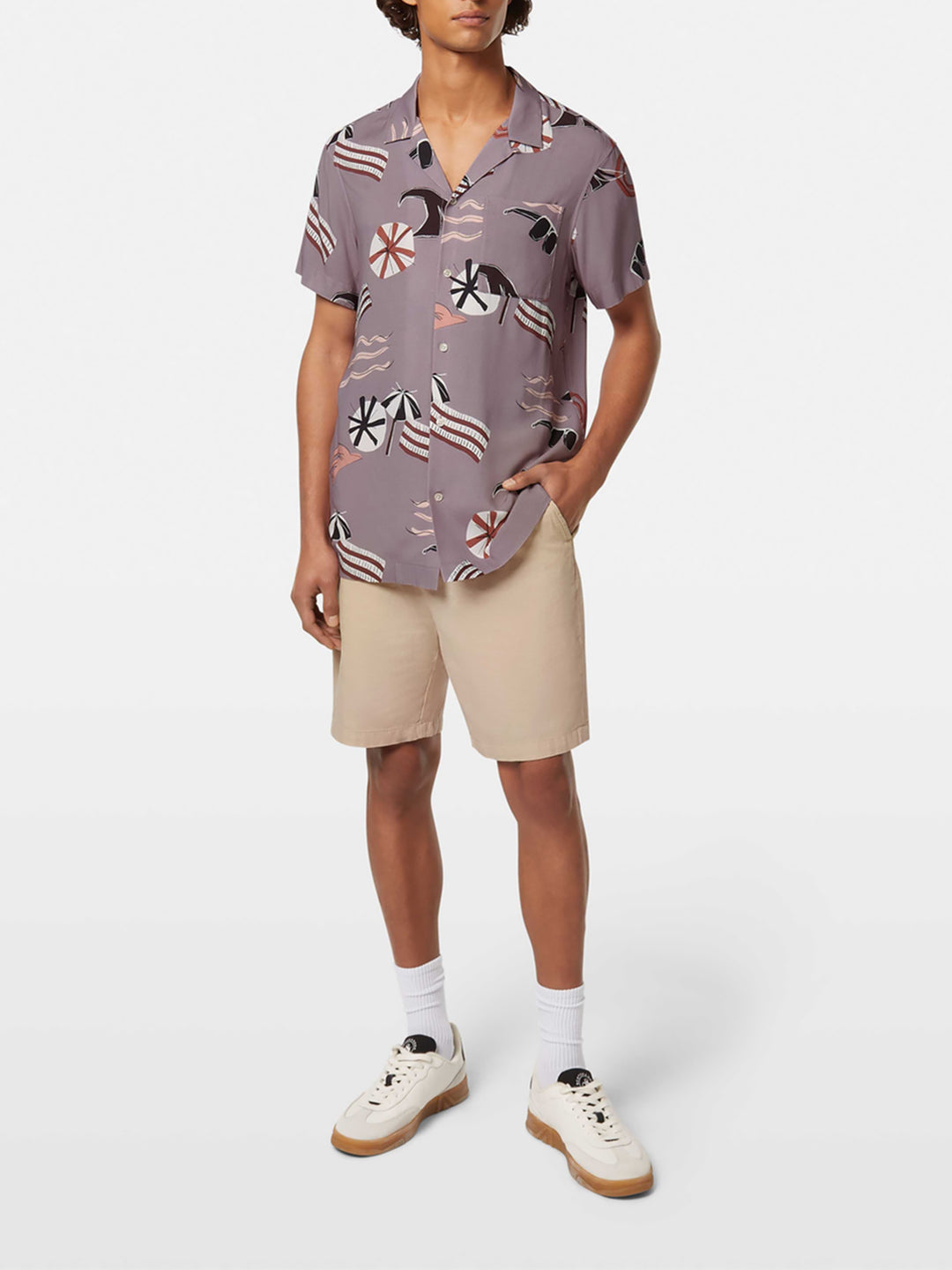 Scotch & Soda SS Shirt with AOP in Cutout Beach Brown | Buster McGee