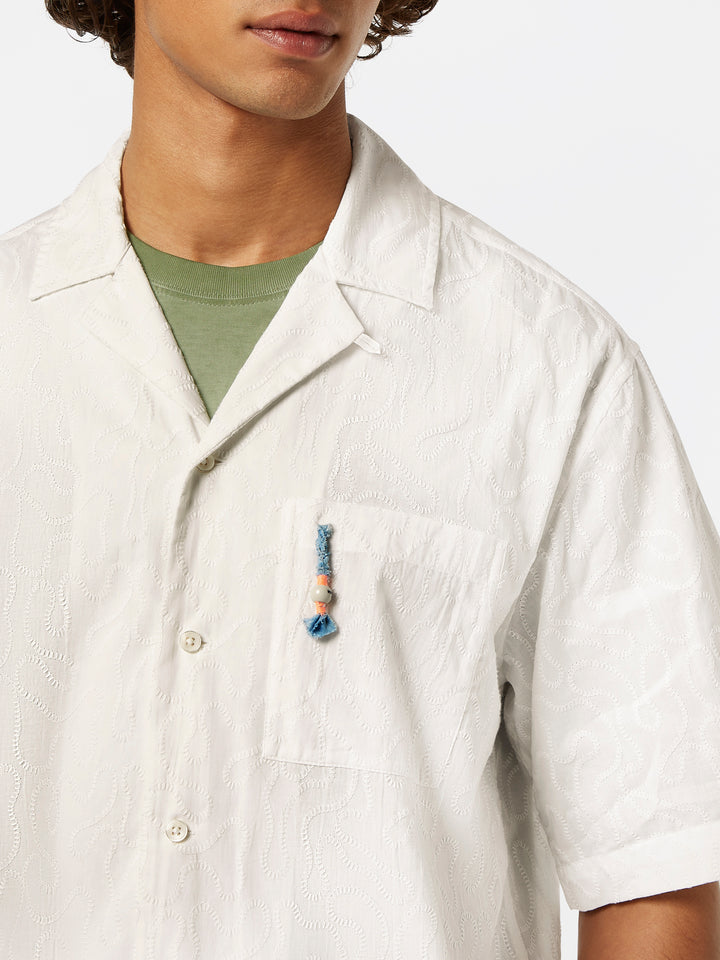 Scotch & Soda Embroidered SS Shirt in White | Buster McGee