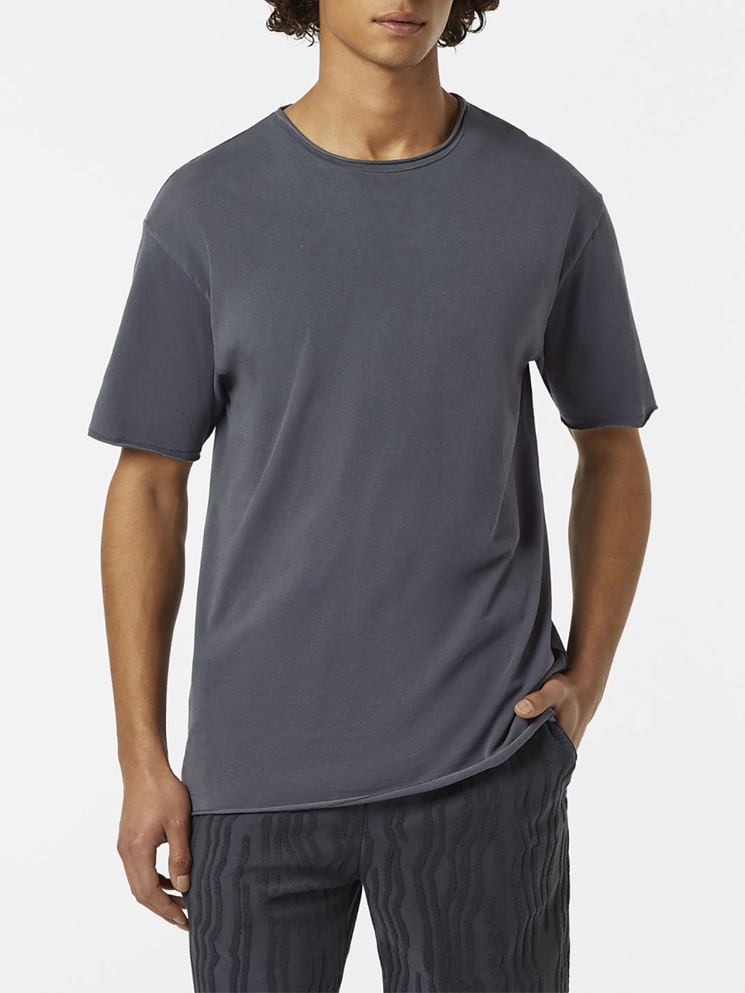 Scotch & Soda Raw Edge Crewneck Tee in Washed Black | Buster McGee