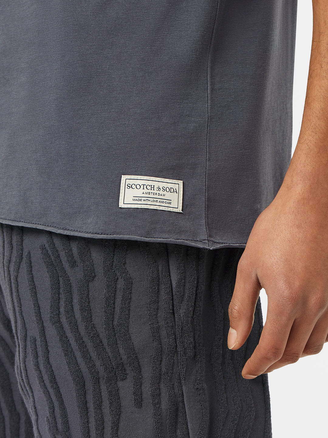 Scotch & Soda Raw Edge Crewneck Tee in Washed Black | Buster McGee