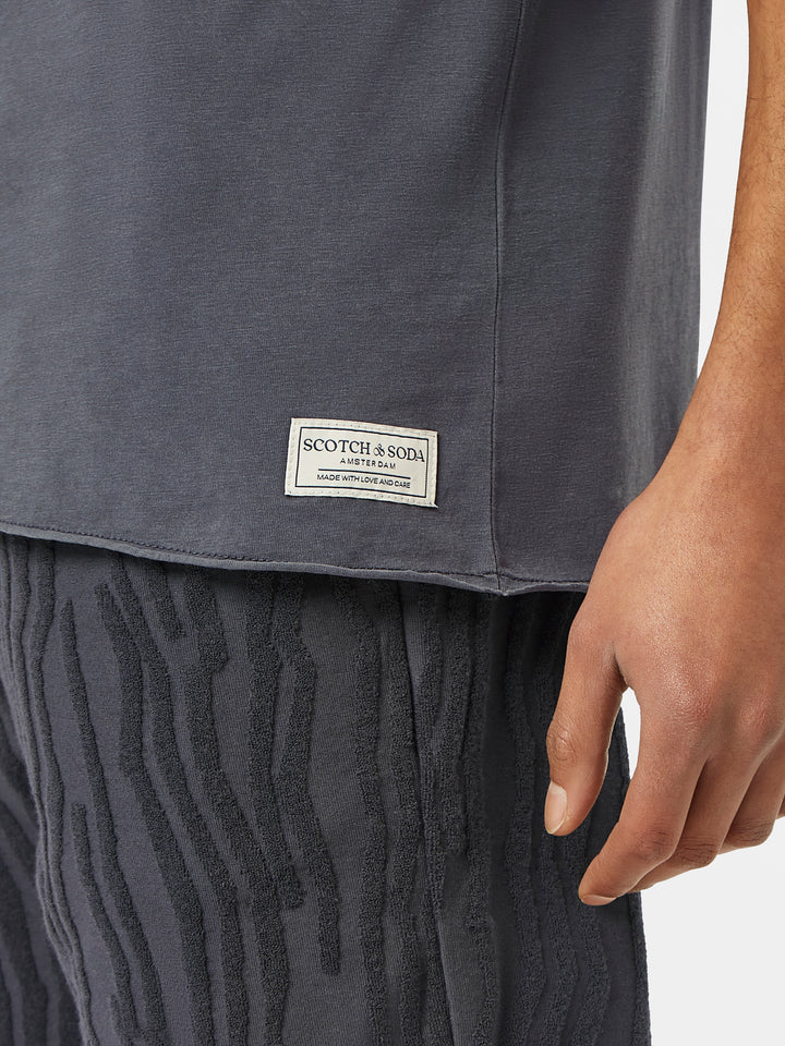 Scotch & Soda Raw Edge Crewneck Tee in Washed Black | Buster McGee