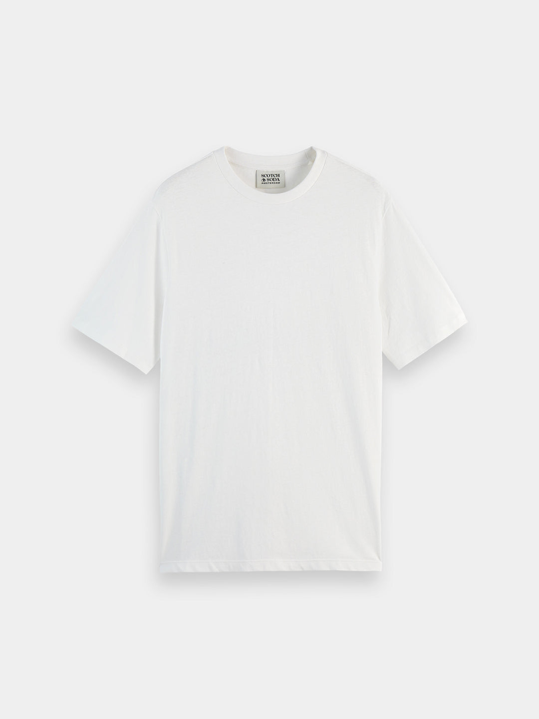 Scotch & Soda 3 Crosses Cotton-Linen Blend Tee in White | Buster McGee