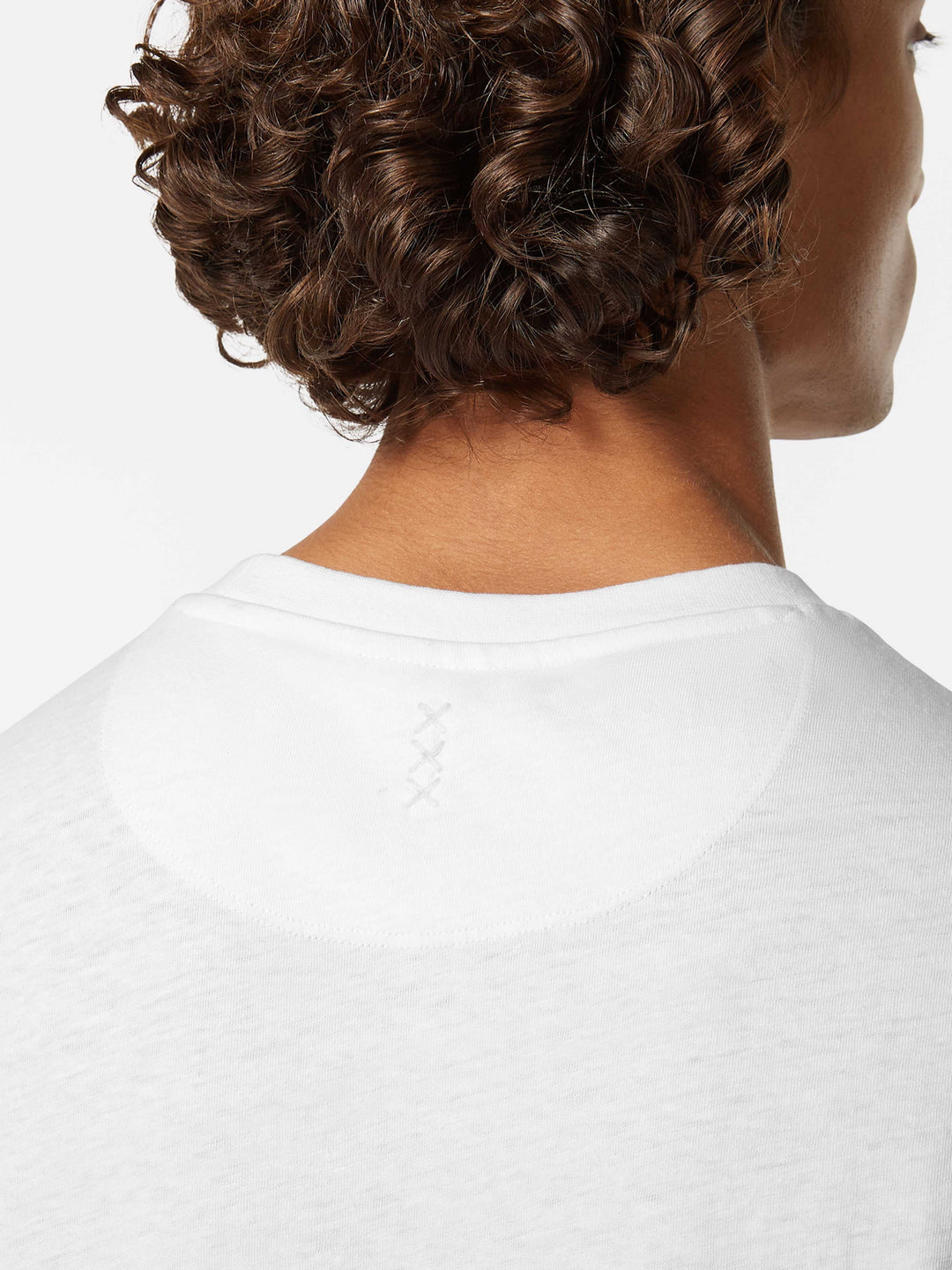 Scotch & Soda 3 Crosses Cotton-Linen Blend Tee in White