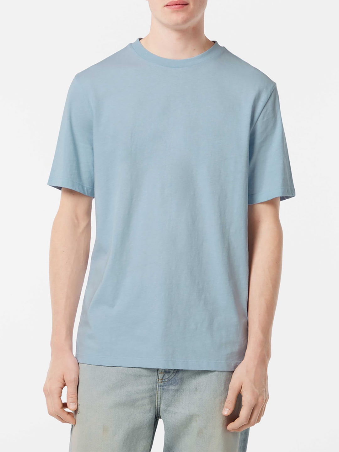 Scotch & Soda 3 Crosses Cotton-Linen Blend Tee in Shirting Blue | Buster McGee