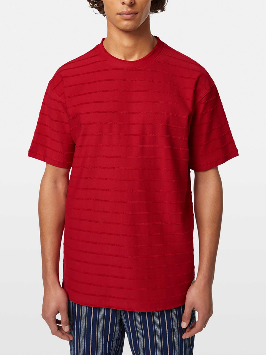 Scotch & Soda Relaxed Fit Towelling Stripe Tee in Roadside Red | Buster McGee