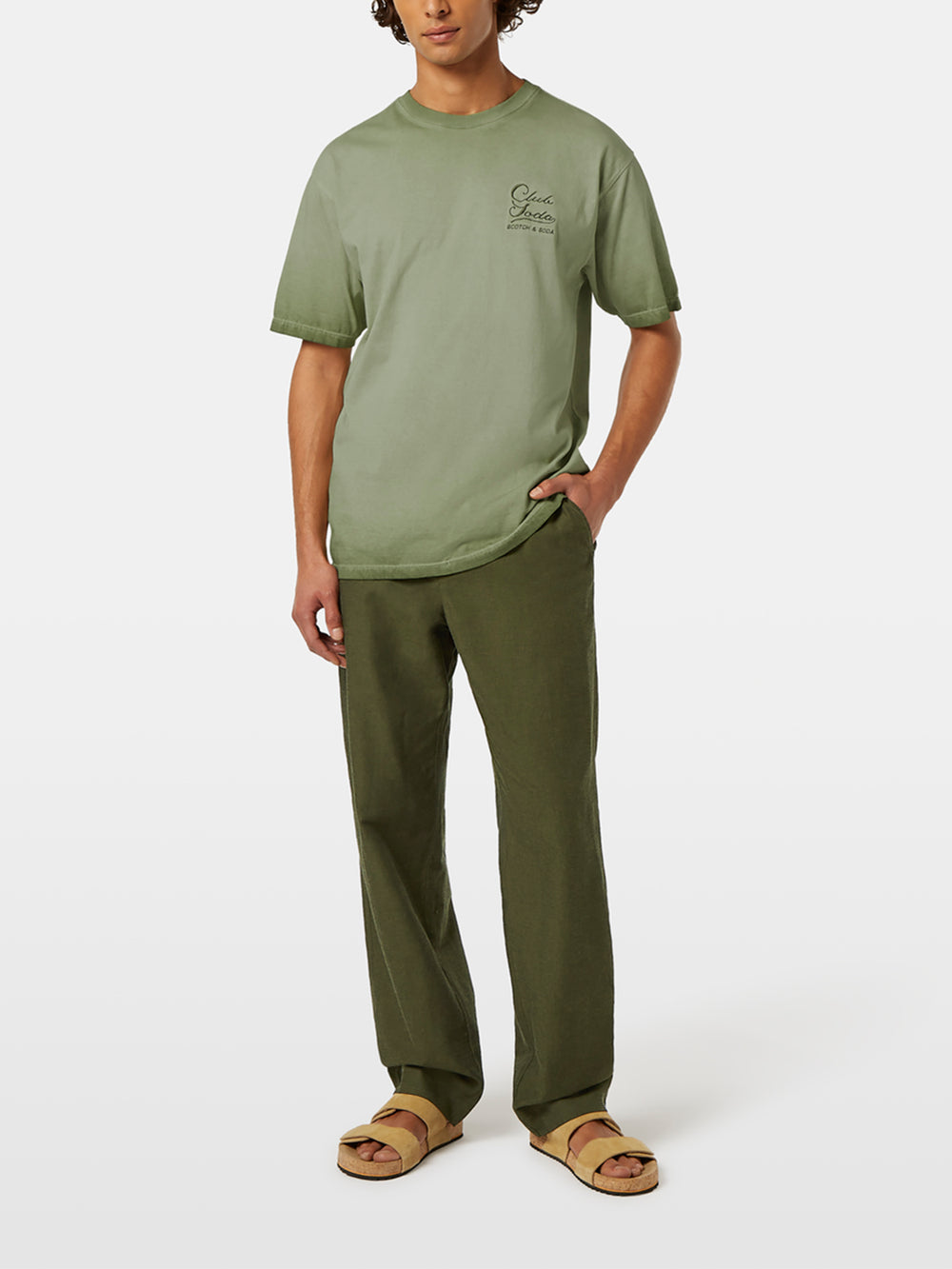 Scotch & Soda Cold Dye Crewneck Tee in Army | Buster McGee