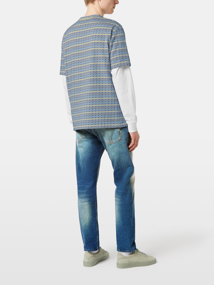 Scotch & Soda Jacquard Tee in Multi Colour Beach Check | Buster McGee