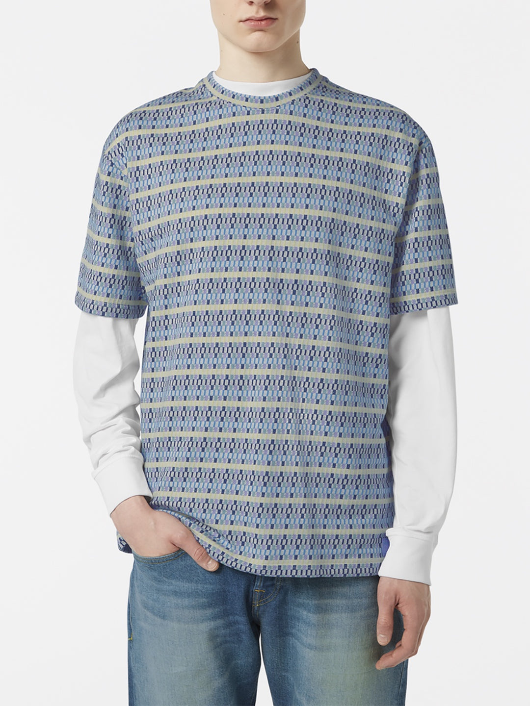 Scotch & Soda Jacquard Tee in Multi Colour Beach Check | Buster McGee