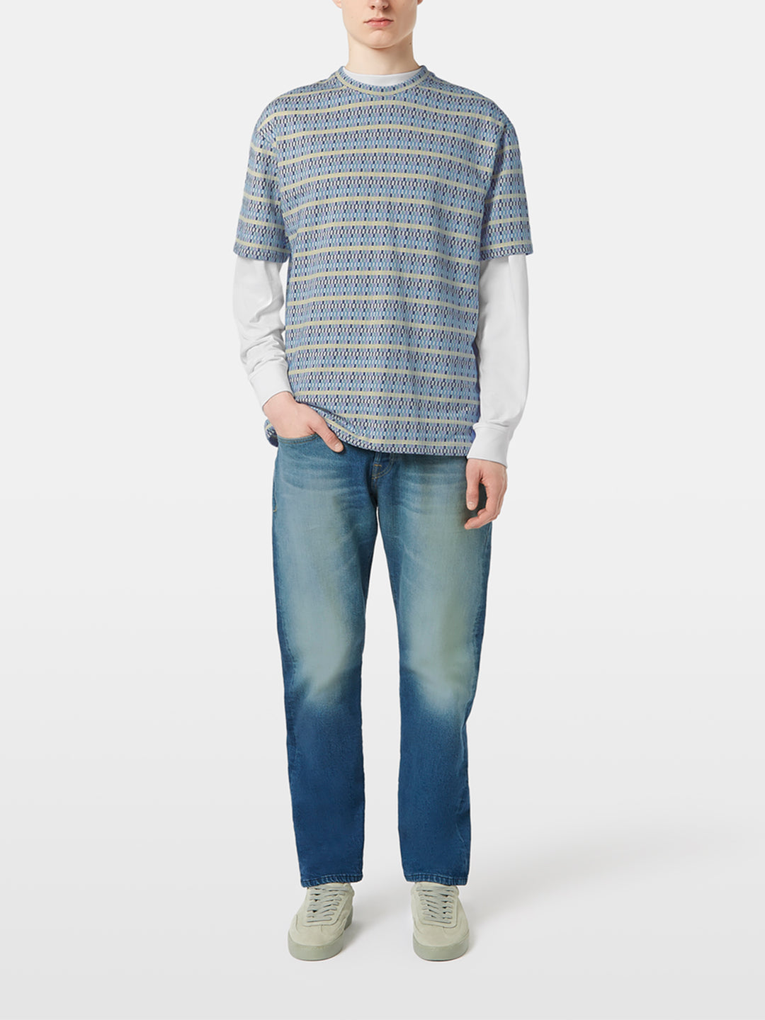 Scotch & Soda Jacquard Tee in Multi Colour Beach Check | Buster McGee