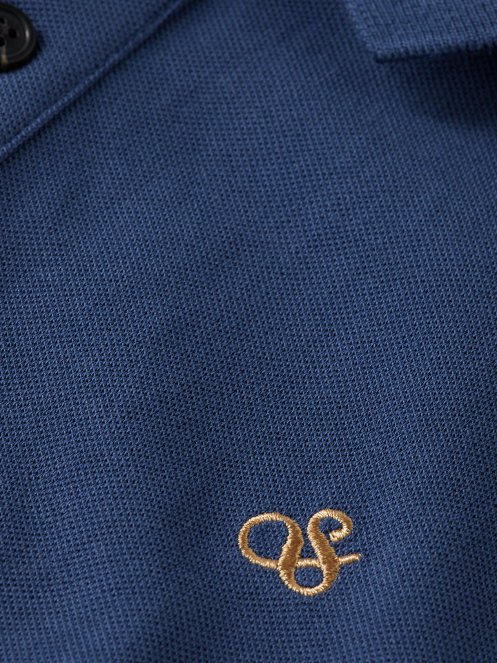 Scotch & Soda Logo Pique Polo Shirt in Atlantic Blue | Buster McGee