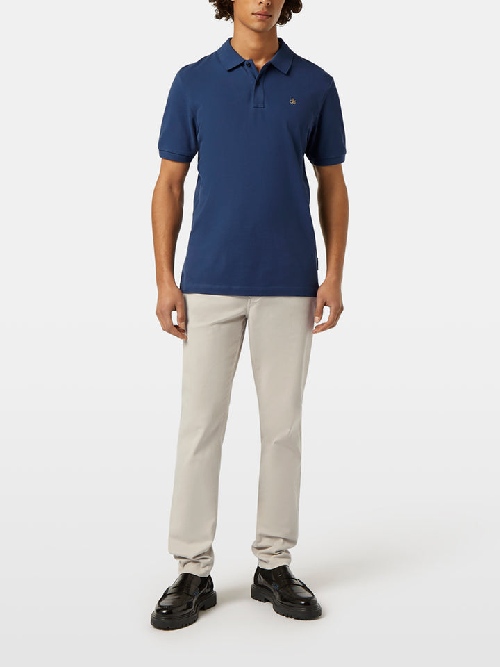 Scotch & Soda Logo Pique Polo Shirt in Atlantic Blue | Buster McGee