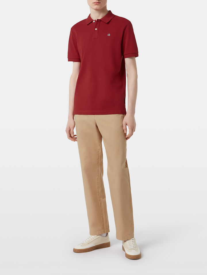 Scotch & Soda Logo Pique Polo Shirt in Roadside Red | Buster McGee