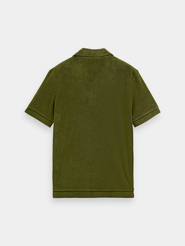 Scotch & Soda Relaxed Fit Towelling Polo Shirt in Army | Buster McGee