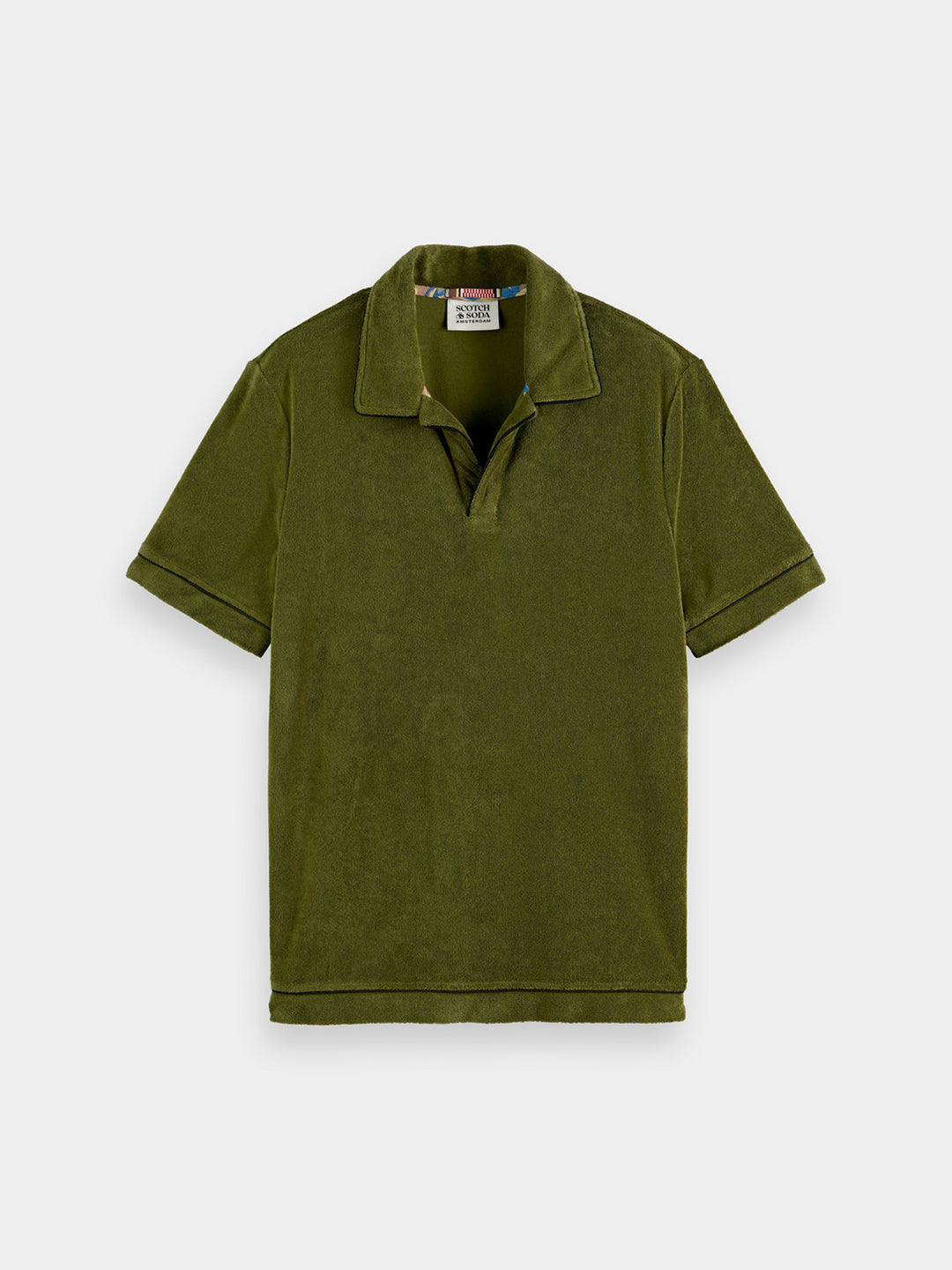 Scotch & Soda Relaxed Fit Towelling Polo Shirt in Army | Buster McGee
