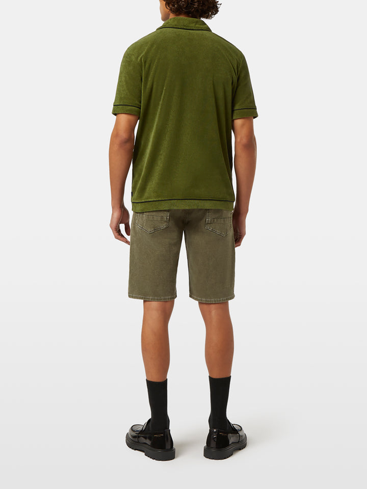 Scotch & Soda Relaxed Fit Towelling Polo Shirt in Army | Buster McGee