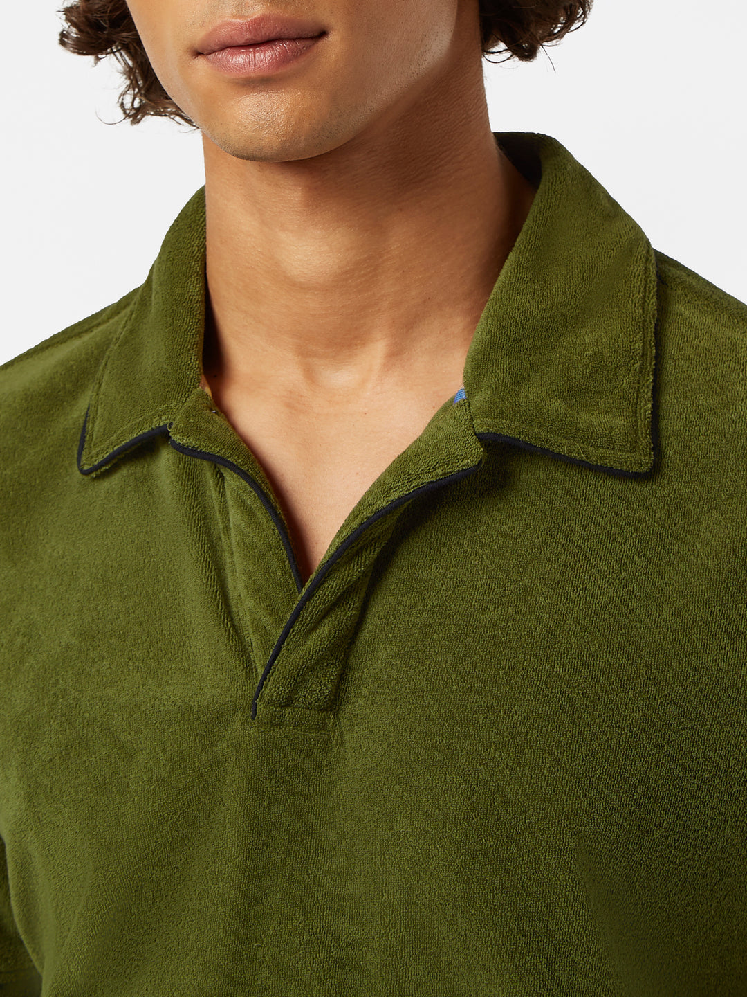 Scotch & Soda Relaxed Fit Towelling Polo Shirt in Army | Buster McGee