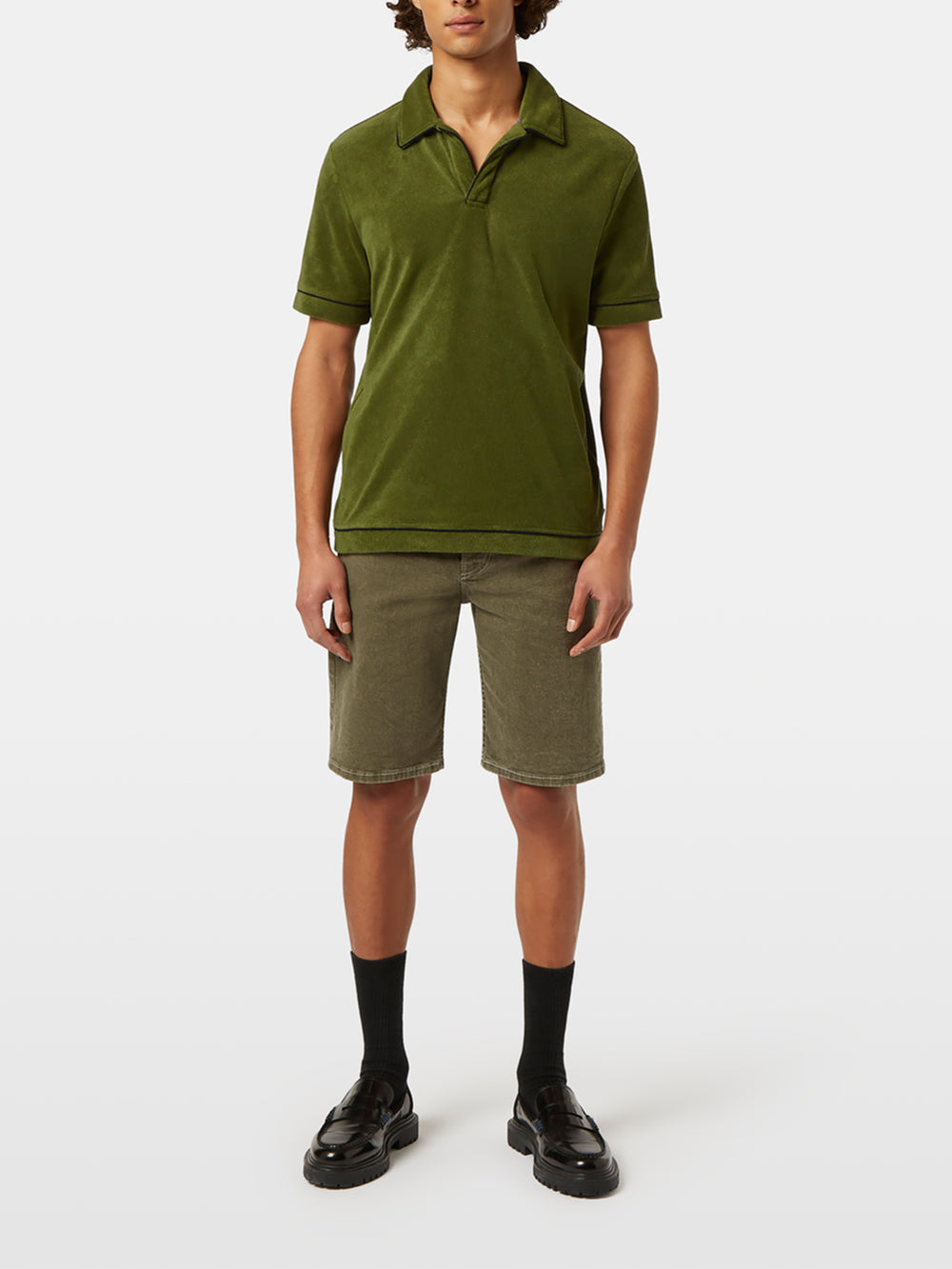 Scotch & Soda Relaxed Fit Towelling Polo Shirt in Army | Buster McGee
