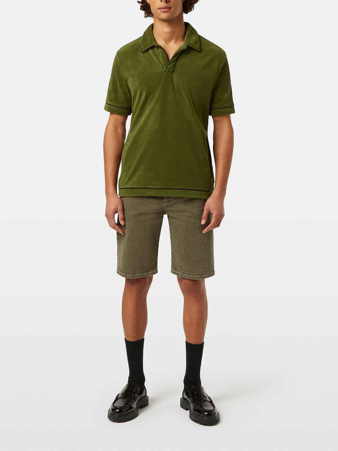 Scotch & Soda Relaxed Fit Towelling Polo Shirt in Army | Buster McGee