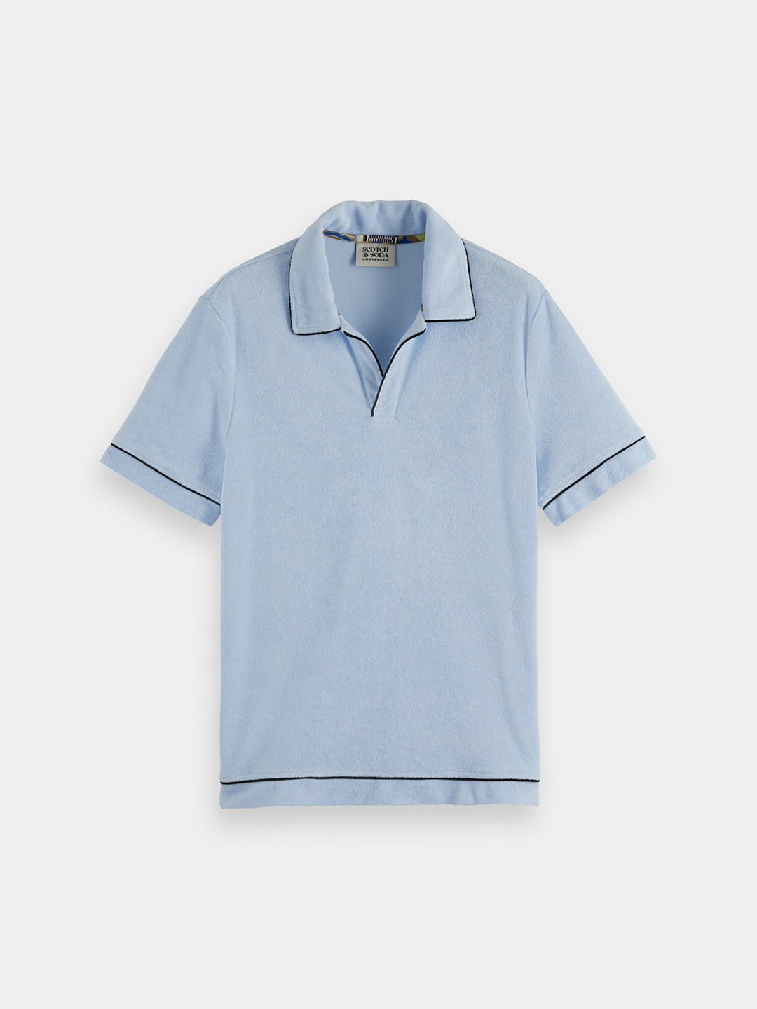 Scotch & Soda Relaxed Fit Towelling Polo Shirt in Light Shirting Blue | Buster McGee