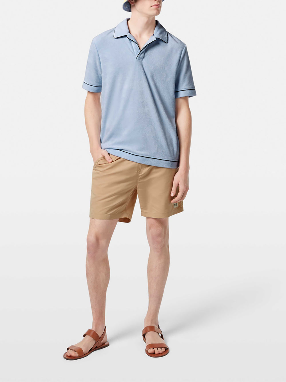 Scotch & Soda Relaxed Fit Towelling Polo Shirt in Light Shirting Blue | Buster McGee