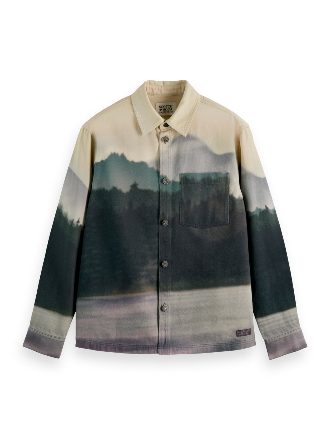 Relaxed Fit Printed Twill Overshirt in Blur Lakehouse | Buster McGee