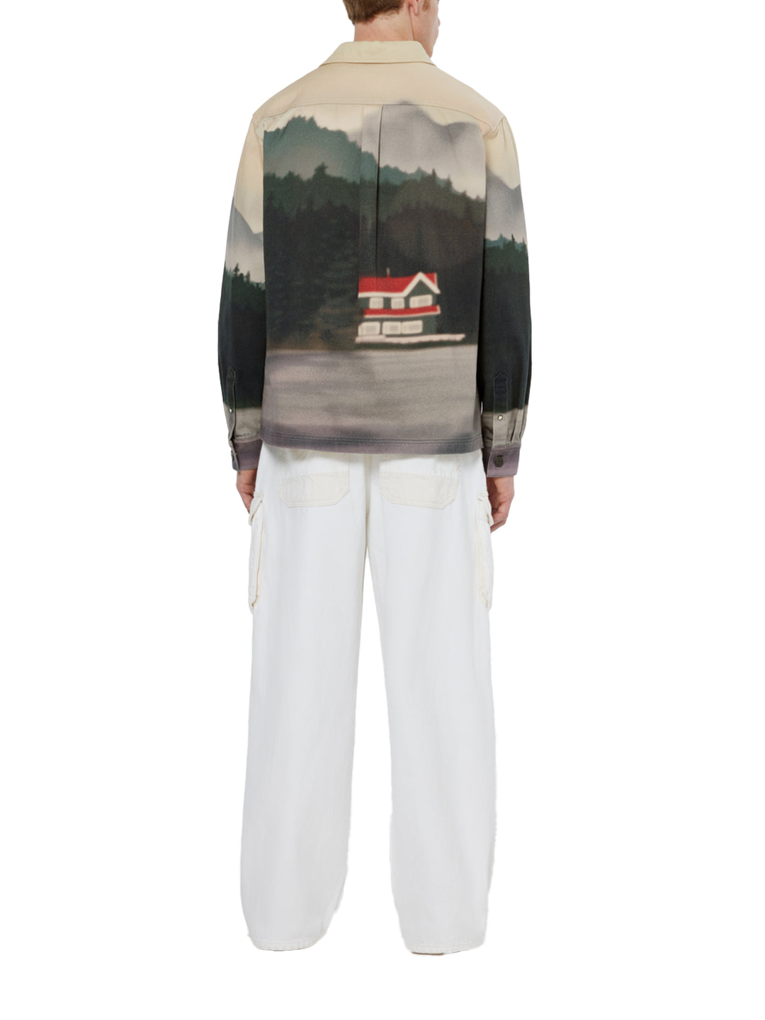 Relaxed Fit Printed Twill Overshirt in Blur Lakehouse | Buster McGee