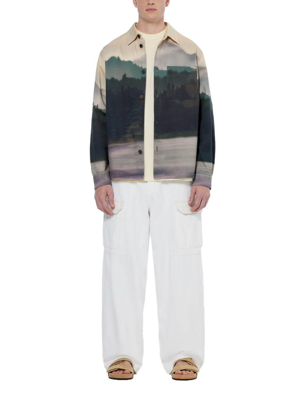Relaxed Fit Printed Twill Overshirt in Blur Lakehouse | Buster McGee