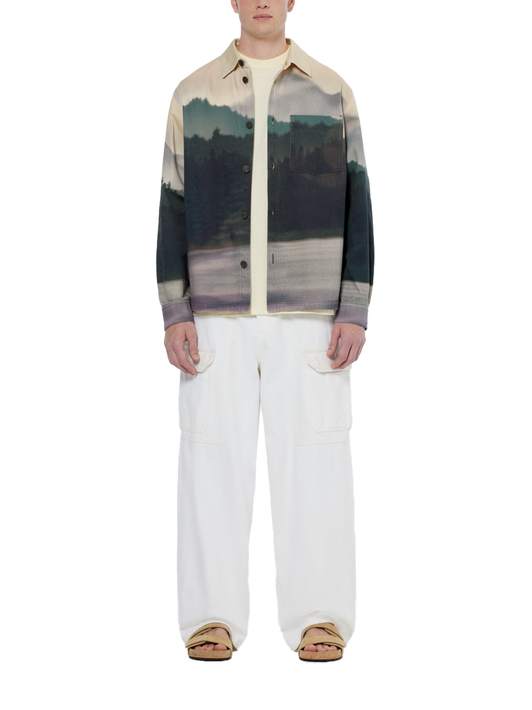 Relaxed Fit Printed Twill Overshirt in Blur Lakehouse | Buster McGee