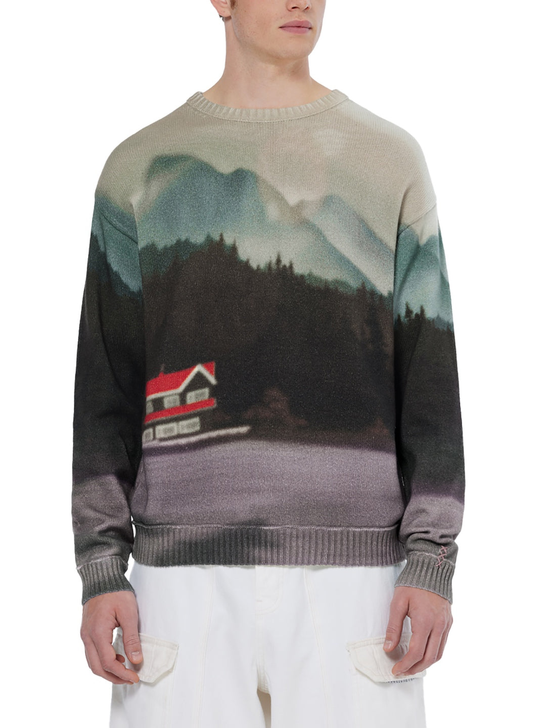 Printed Crewneck Pullover in Blur Lakehouse | Buster McGee