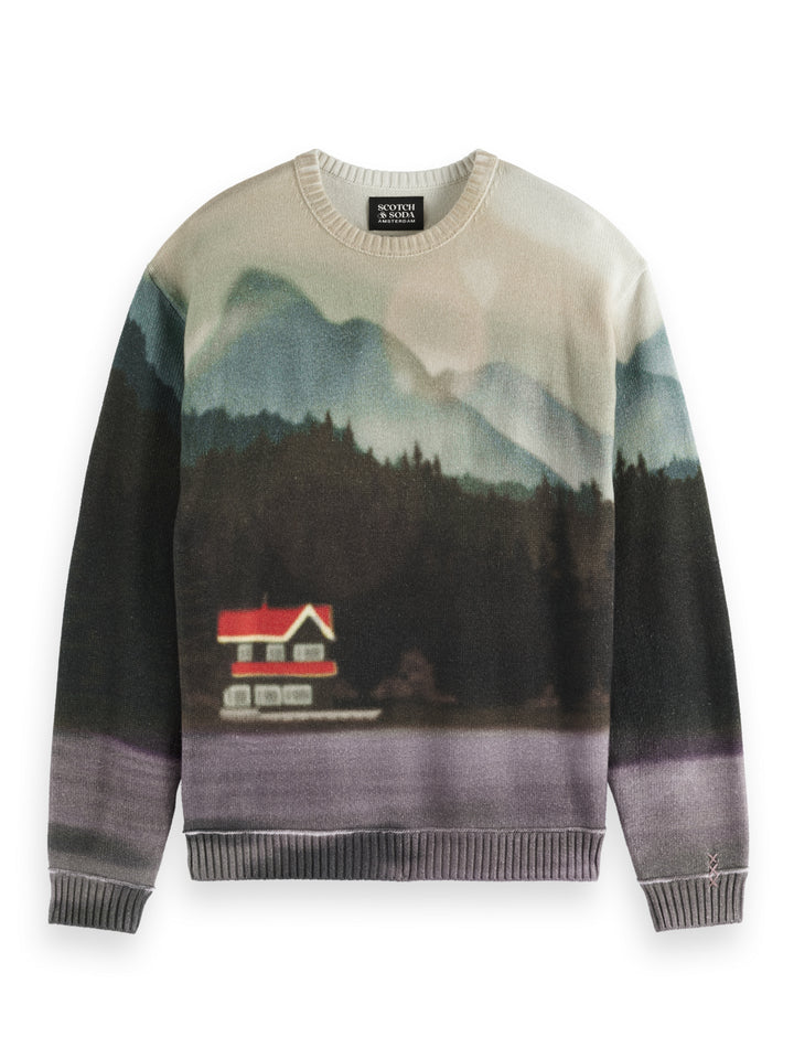Printed Crewneck Pullover in Blur Lakehouse | Buster McGee