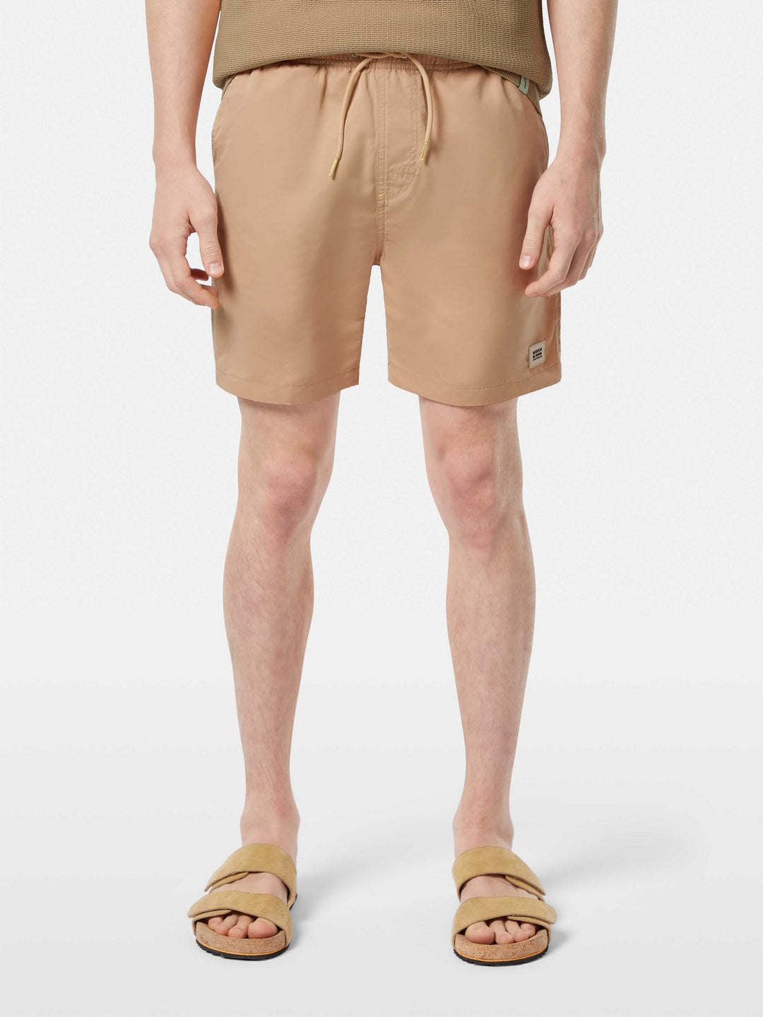 Scotch & Soda Solid Mid-Length Swim Short in Soft Camel | Buster McGee