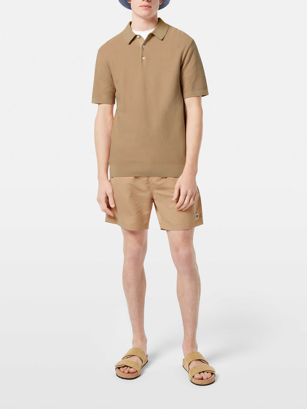 Scotch & Soda Solid Mid-Length Swim Short in Soft Camel | Buster McGee